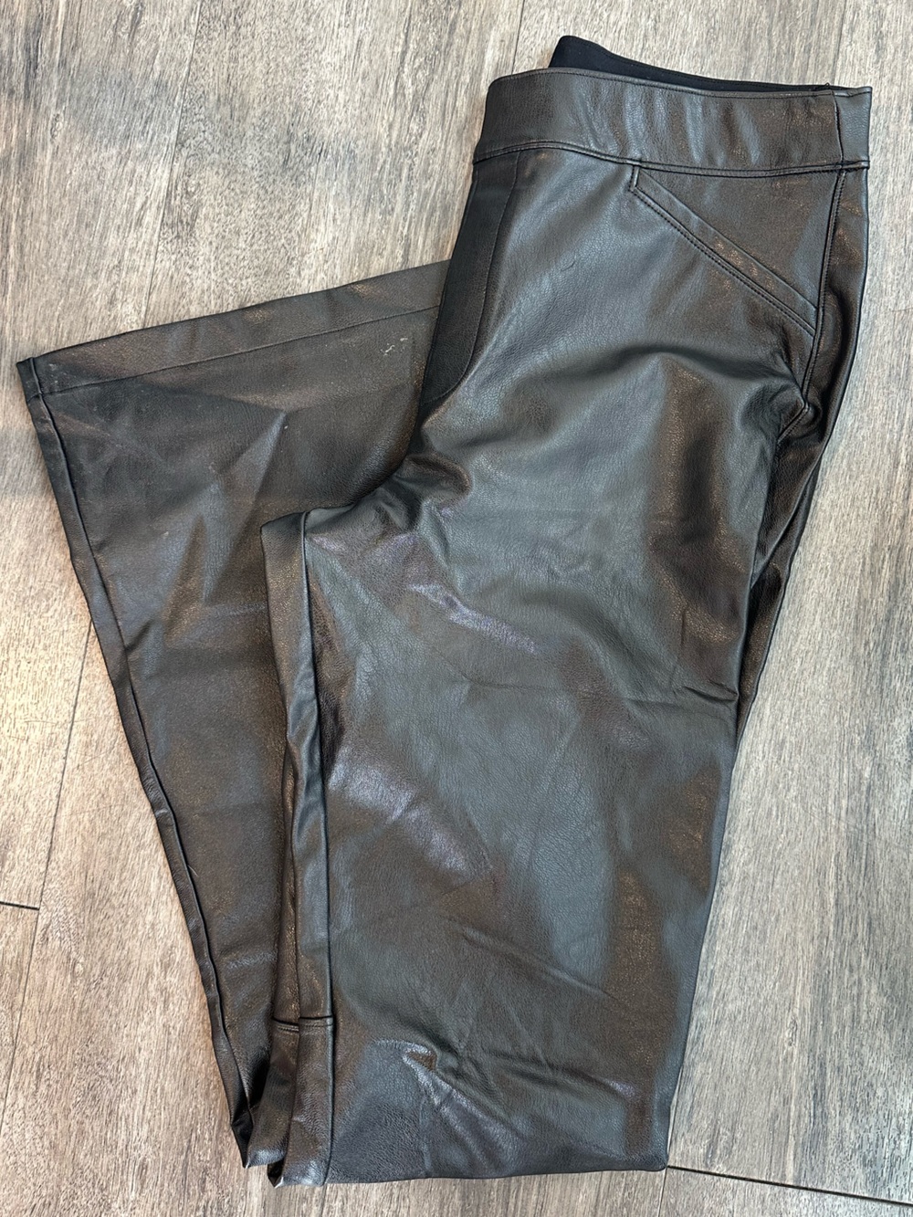 SPANX Black Faux Leather Boot Cut Pants